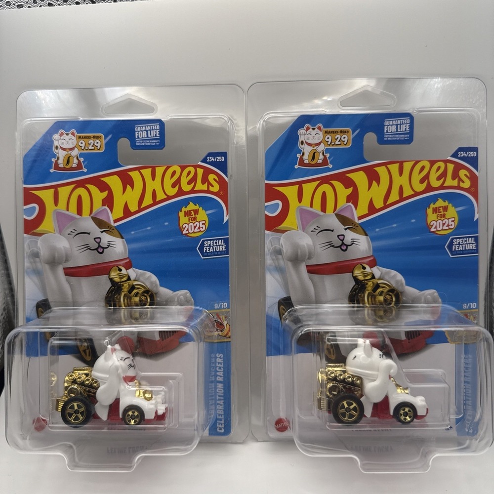 Lot of 2 - 2025 Hot Wheels Feline Lucky w/ Special Feature Maneki Neko 🐱